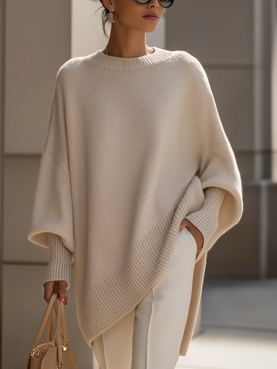 Dlouhý oversize pletený svetr z jemného materiálu
