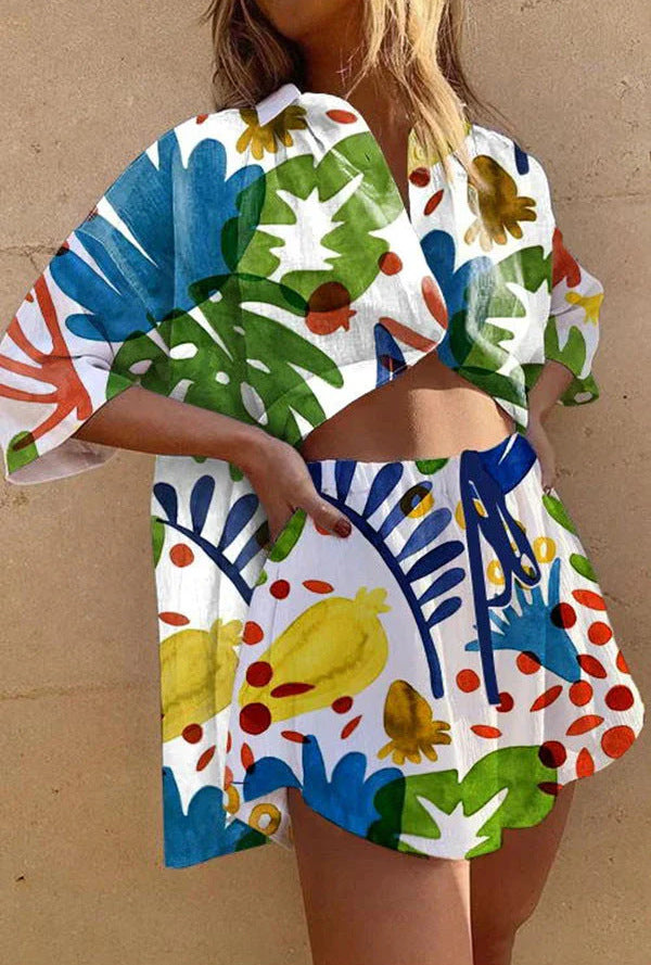 Conjunto Camiseta y Shorts Lino Algodón Mujer