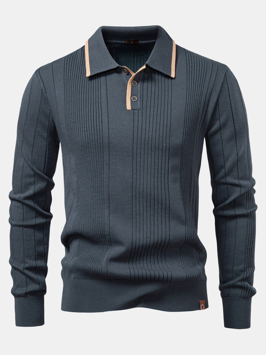 Set – jacquard polo pletené tričko a slim přiléhavé kalhoty