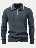 Set – jacquard polo pletené tričko a slim přiléhavé kalhoty