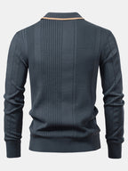Set – jacquard polo pletené tričko a slim přiléhavé kalhoty
