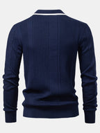 Set – jacquard polo pletené tričko a slim přiléhavé kalhoty
