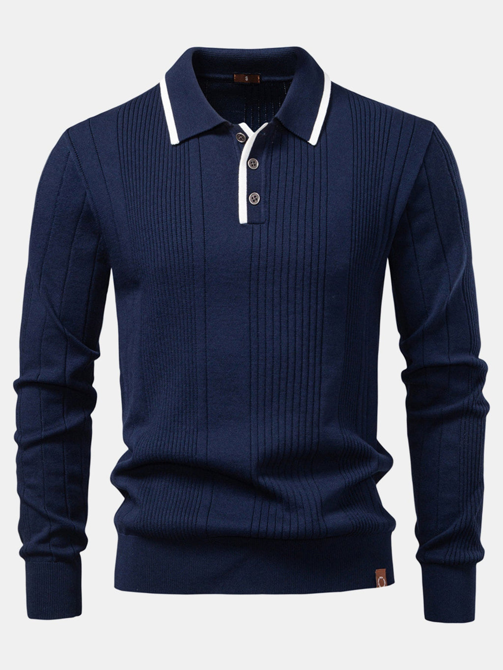 Set – jacquard polo pletené tričko a slim přiléhavé kalhoty