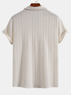 Set – kubánská jacquard košile a rovné casual kalhoty
