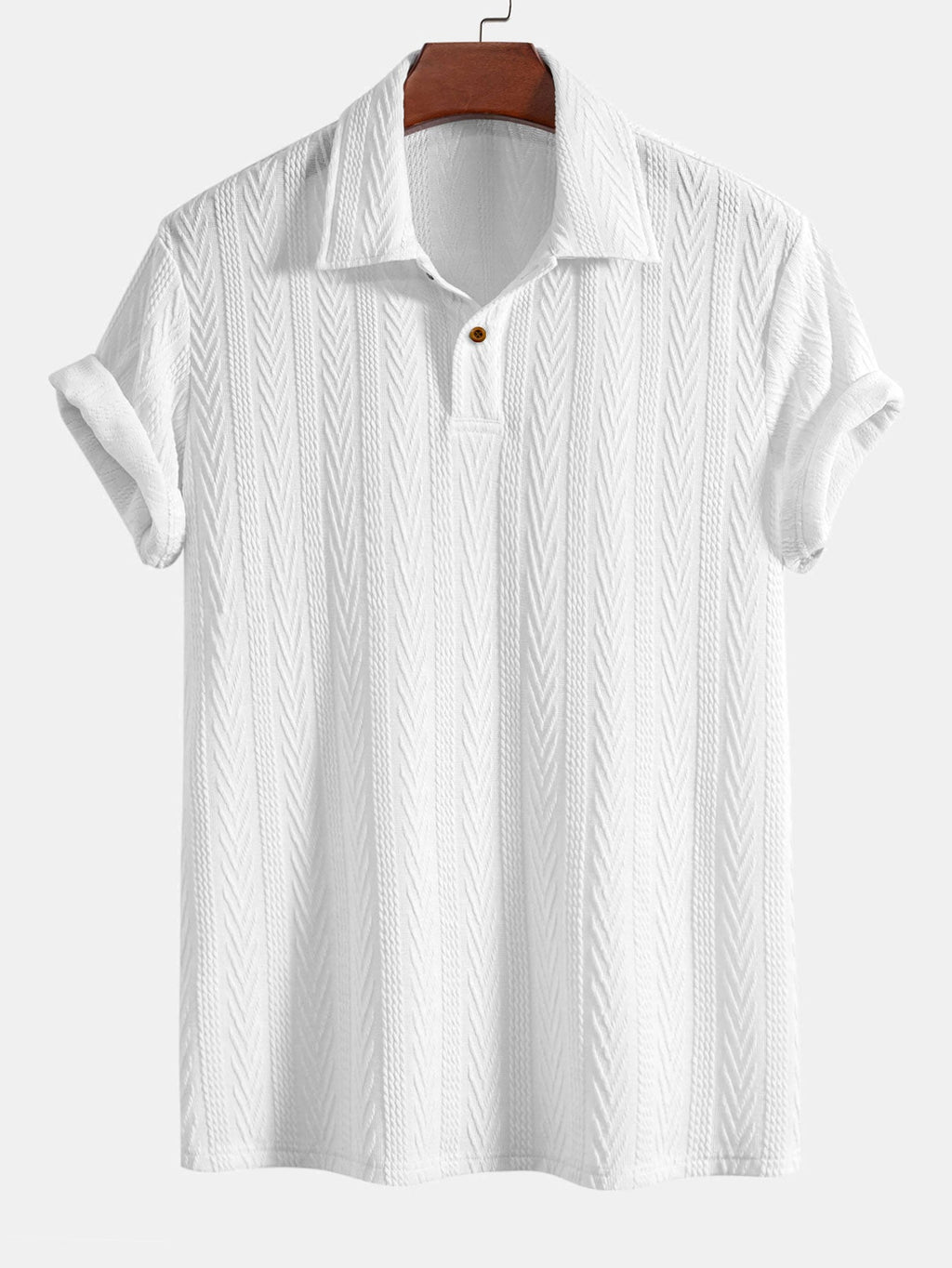 Set – jacquard polo s krátkým rukávem a rovné kalhoty