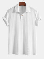 Set – jacquard polo s krátkým rukávem a rovné kalhoty