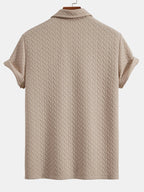 Set – geometrické jacquard polo a krátké kalhoty