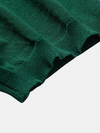 Set – pruhované jacquard polo pletené tričko a rovné kalhoty