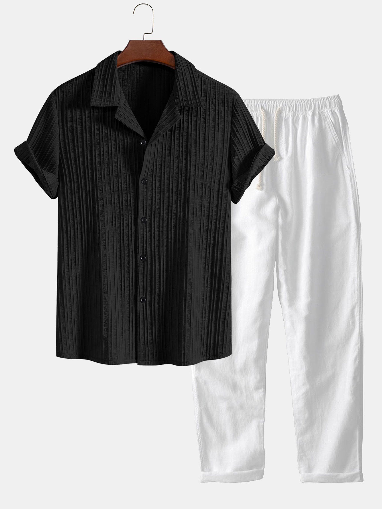 Set – pruhovaná kubánská jacquard košile a kalhoty