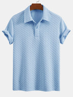Set – geometrické jacquard polo a krátké kalhoty