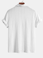 Set – jacquard polo s krátkým rukávem a rovné kalhoty