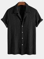 Set – kubánská jacquard košile a rovné zmačkané kalhoty