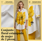 Dámský květinový dvoudílný set – oversize top a zkrácené kalhoty