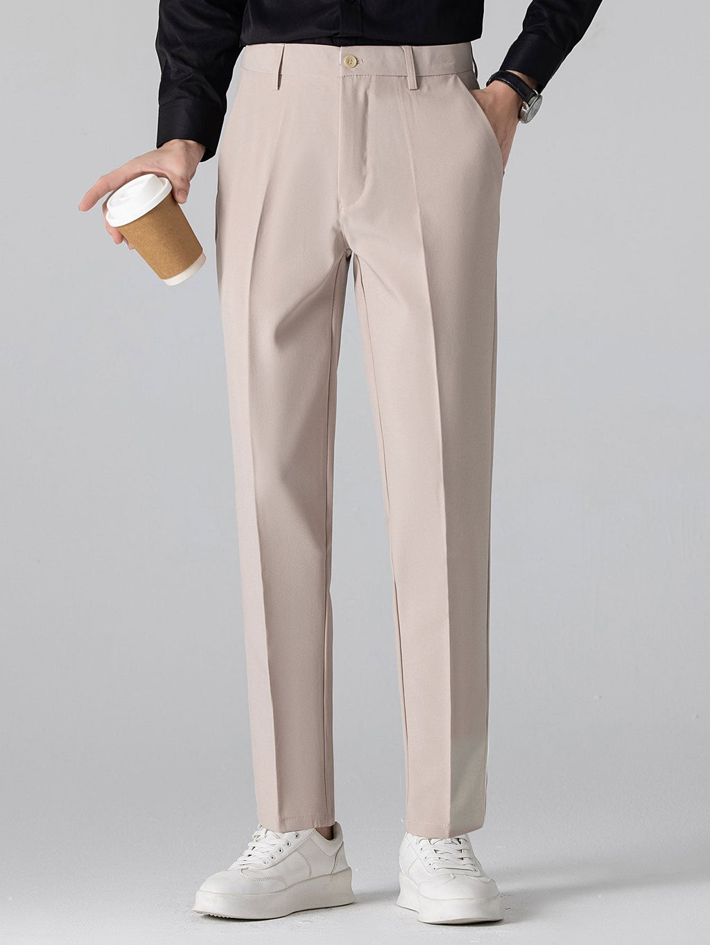 Set – jacquard polo svetr a slim tapered kalhoty