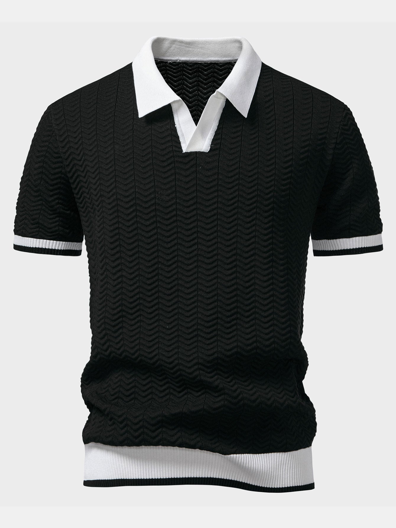 Set – V-výstřih polo svetr a rovné kalhoty