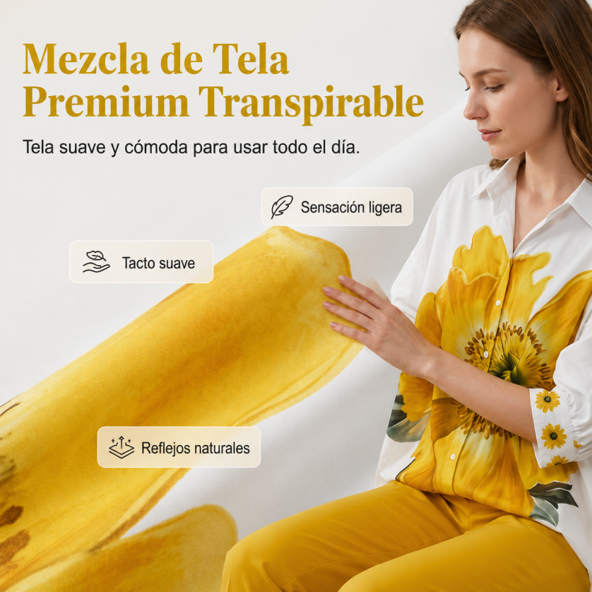 Dámský květinový dvoudílný set – oversize top a zkrácené kalhoty