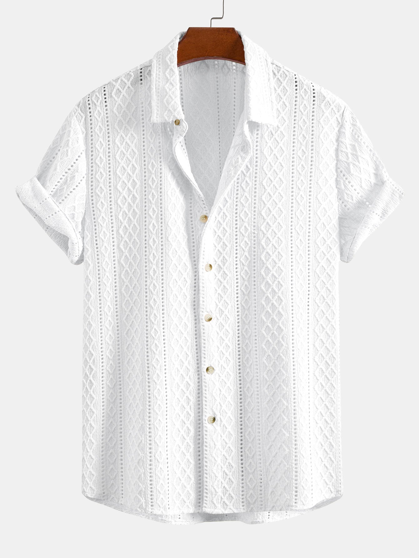 Set – geometrická jacquard košile a lněné kalhoty