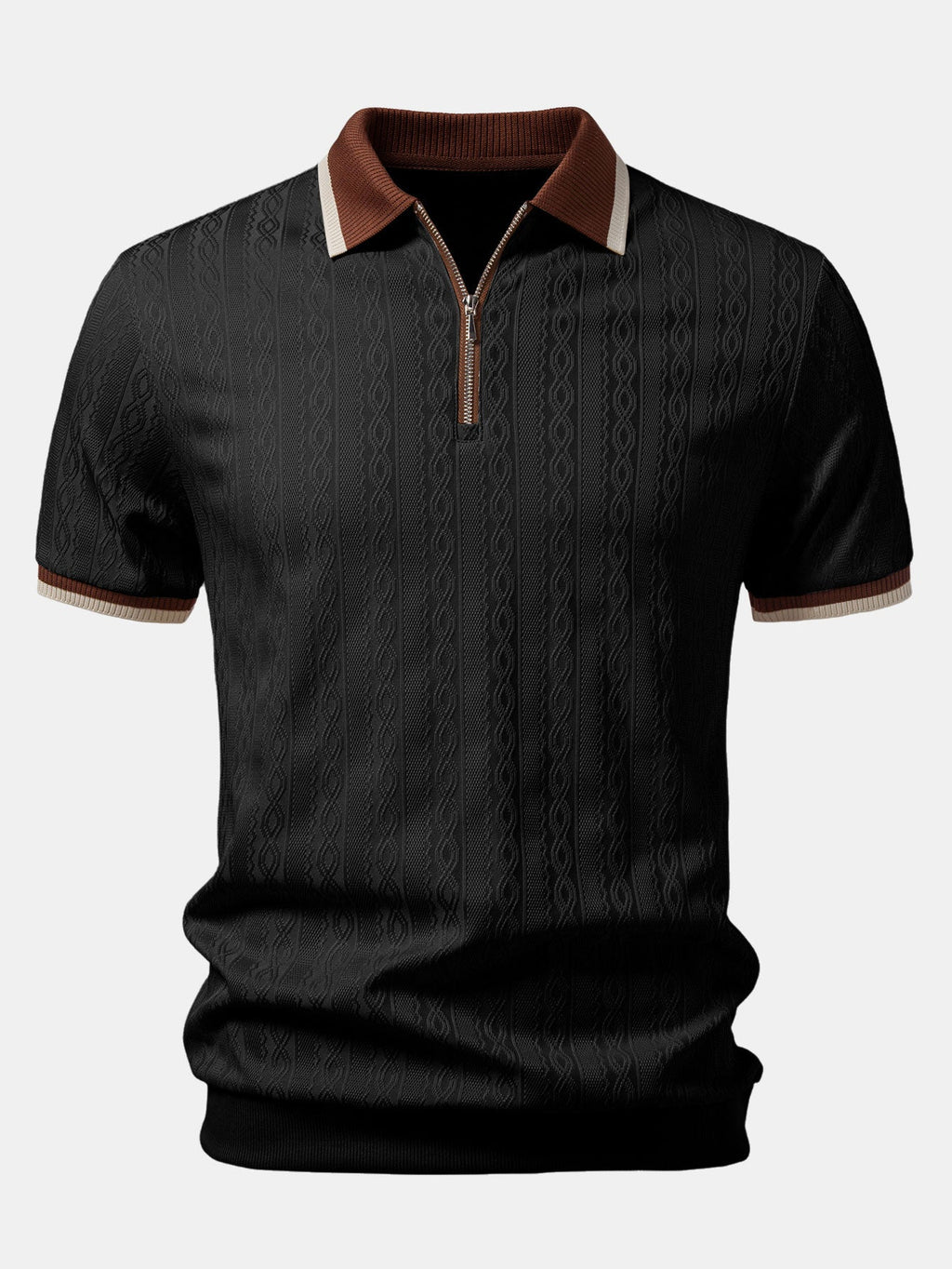 Set – polo pletené tričko na zip a slim kalhoty