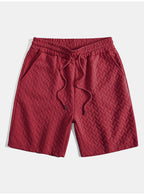 Set – geometrické jacquard polo a krátké kalhoty