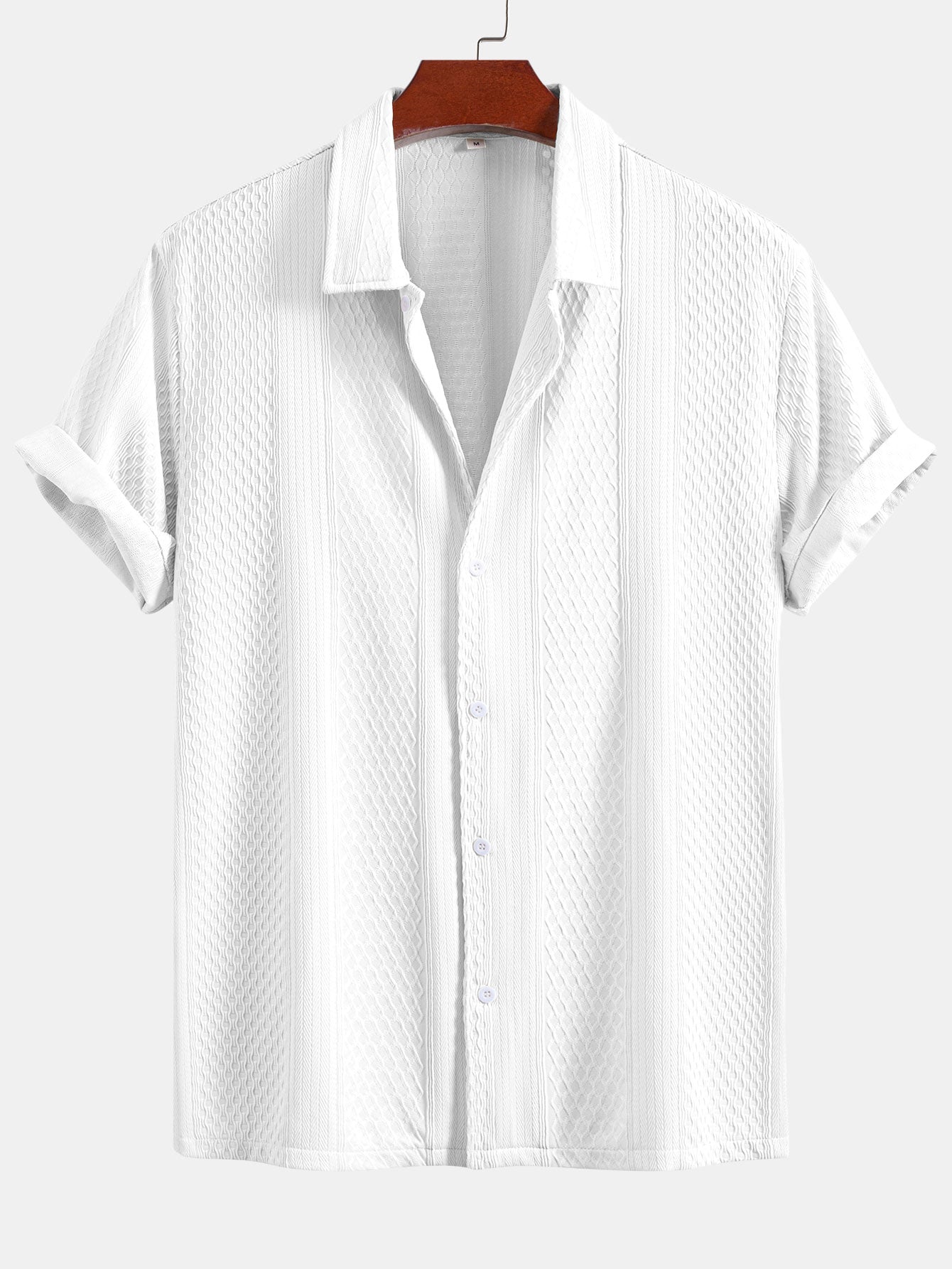 Set – geometrická jacquard košile a rovné kalhoty
