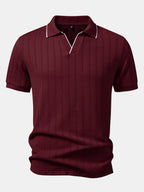 Set – elegantní geometrický jacquard polo a slim kalhoty