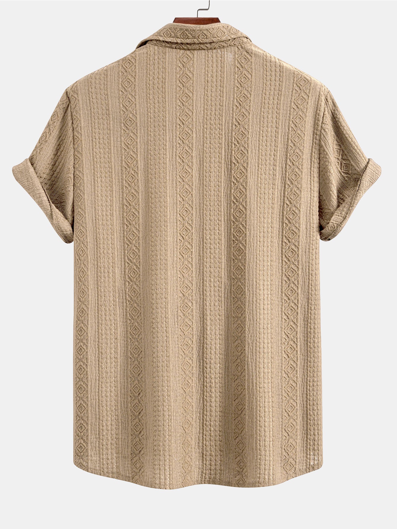 Set – geometrická jacquard košile a lněné kalhoty