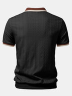 Set – polo pletené tričko na zip a slim kalhoty