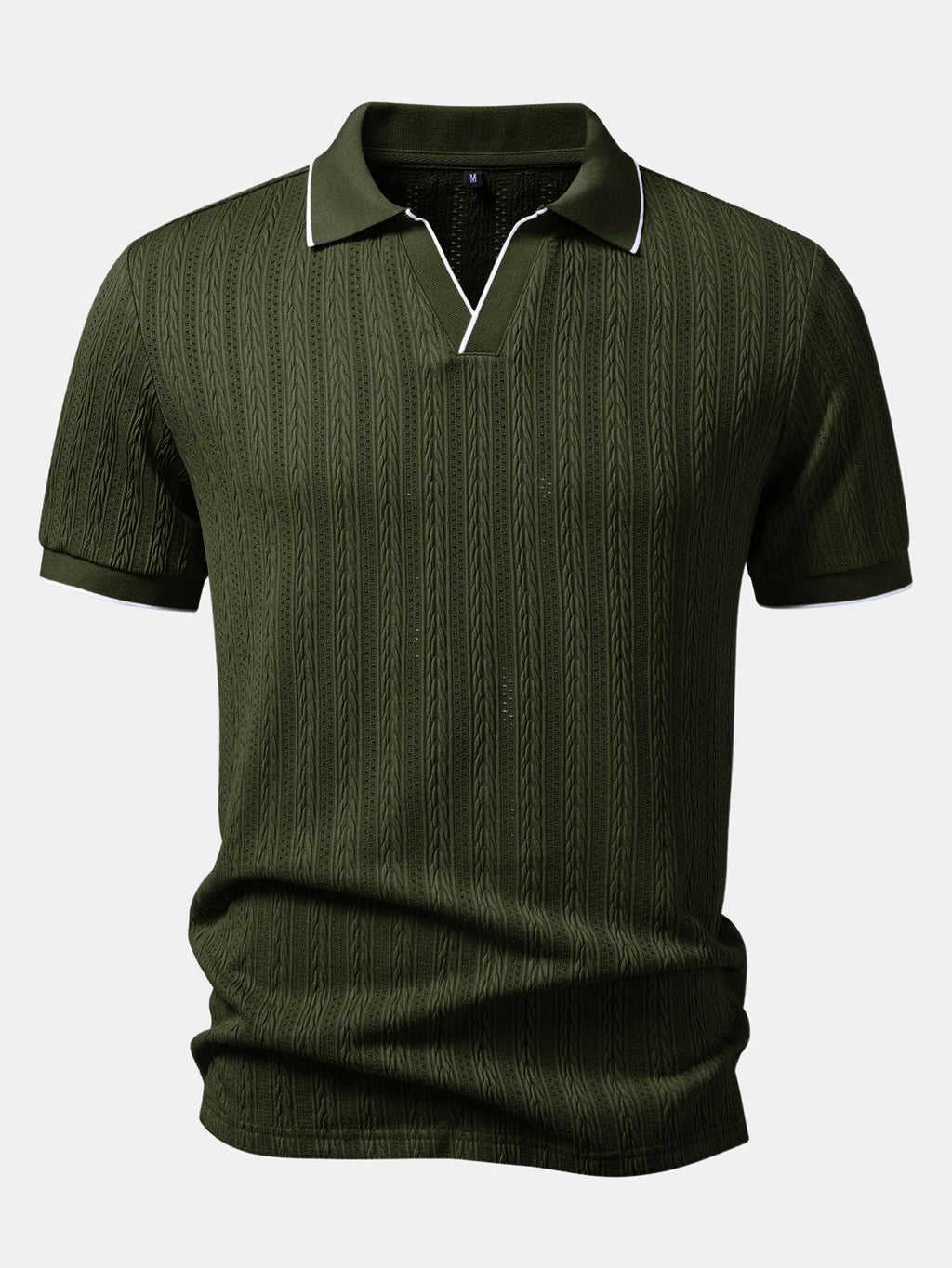 Set – elegantní geometrický jacquard polo a slim kalhoty