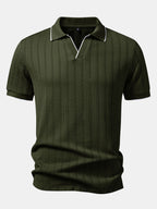 Set – elegantní geometrický jacquard polo a slim kalhoty