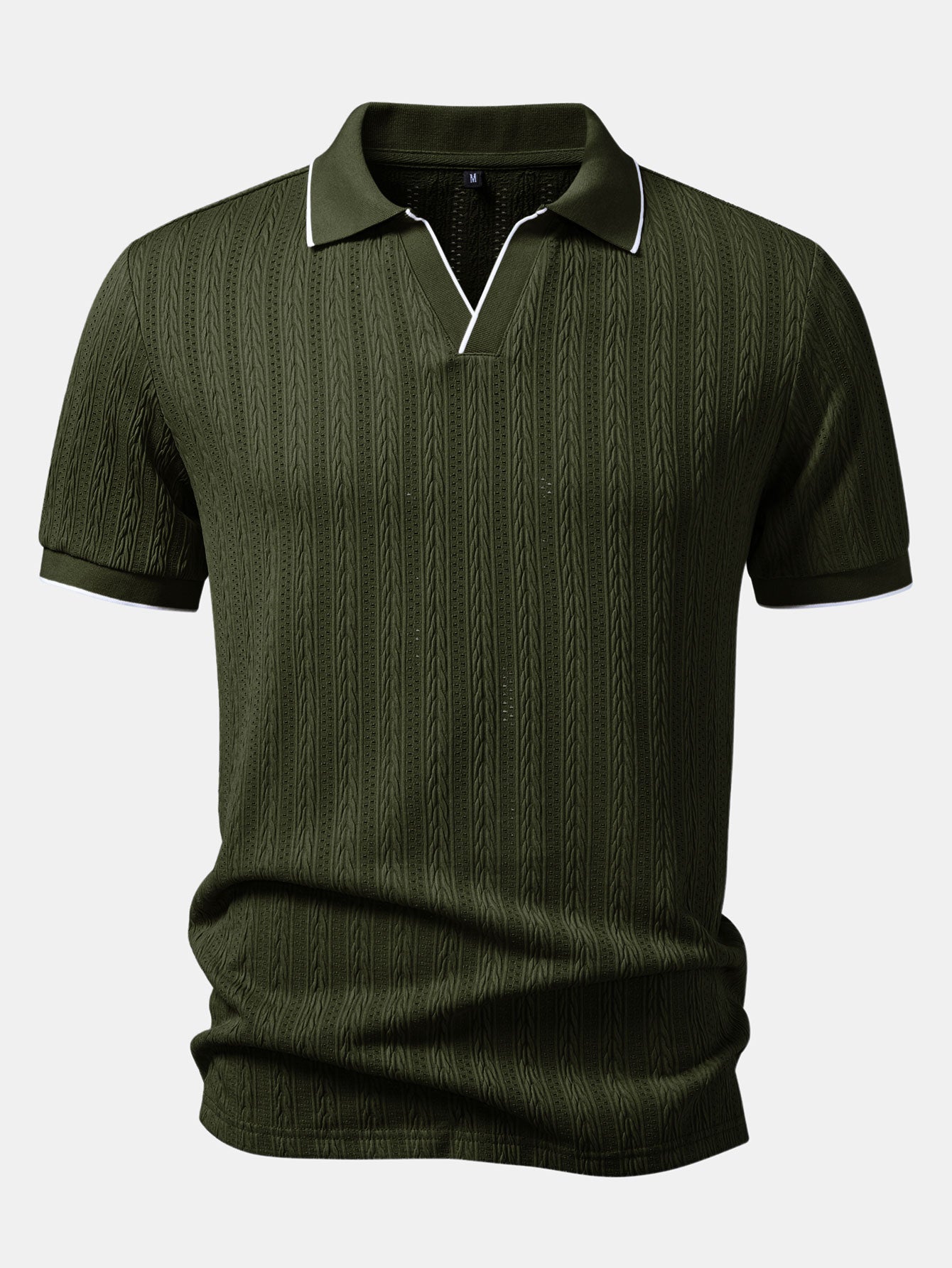 Set – elegantní geometrický jacquard polo a slim kalhoty