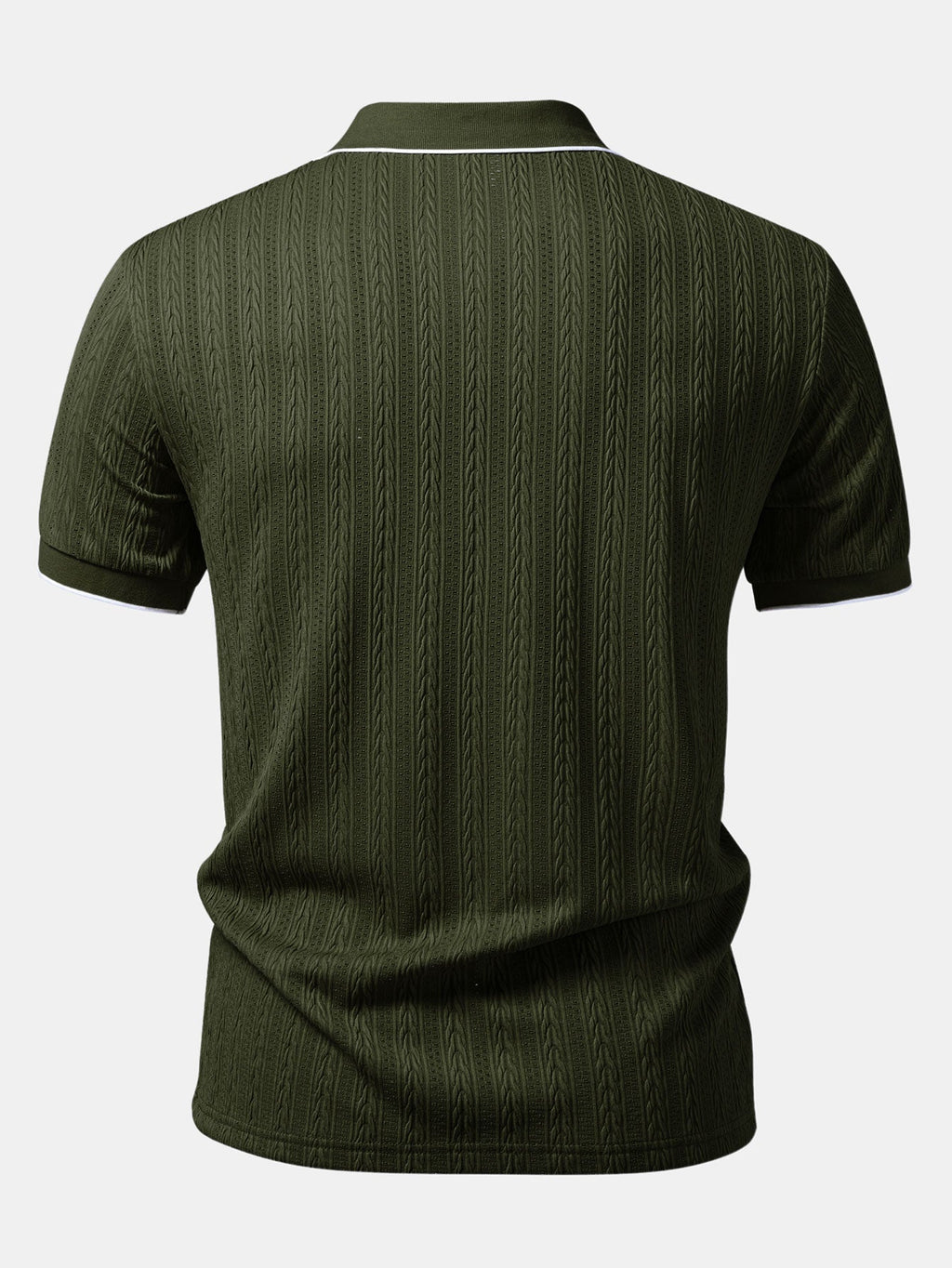 Set – elegantní geometrický jacquard polo a slim kalhoty