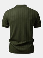 Set – elegantní geometrický jacquard polo a slim kalhoty