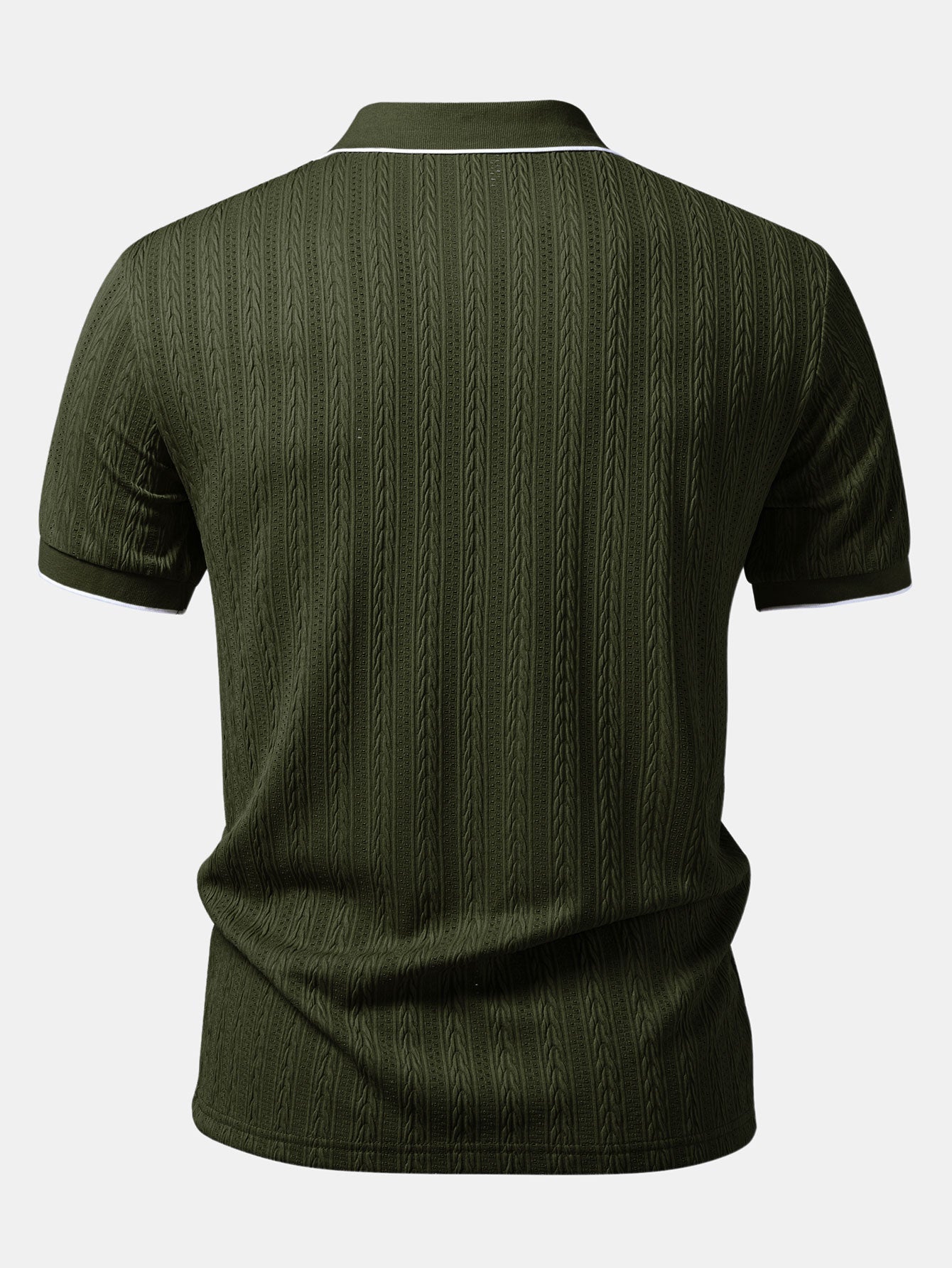 Set – elegantní geometrický jacquard polo a slim kalhoty