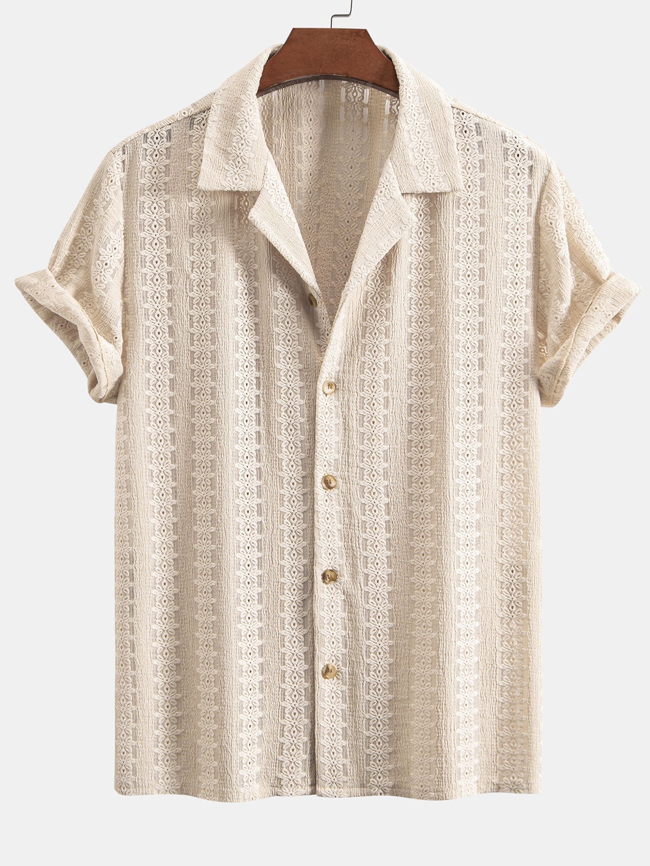 Set – kubánská jacquard košile s květinovým vzorem a rovné kalhoty