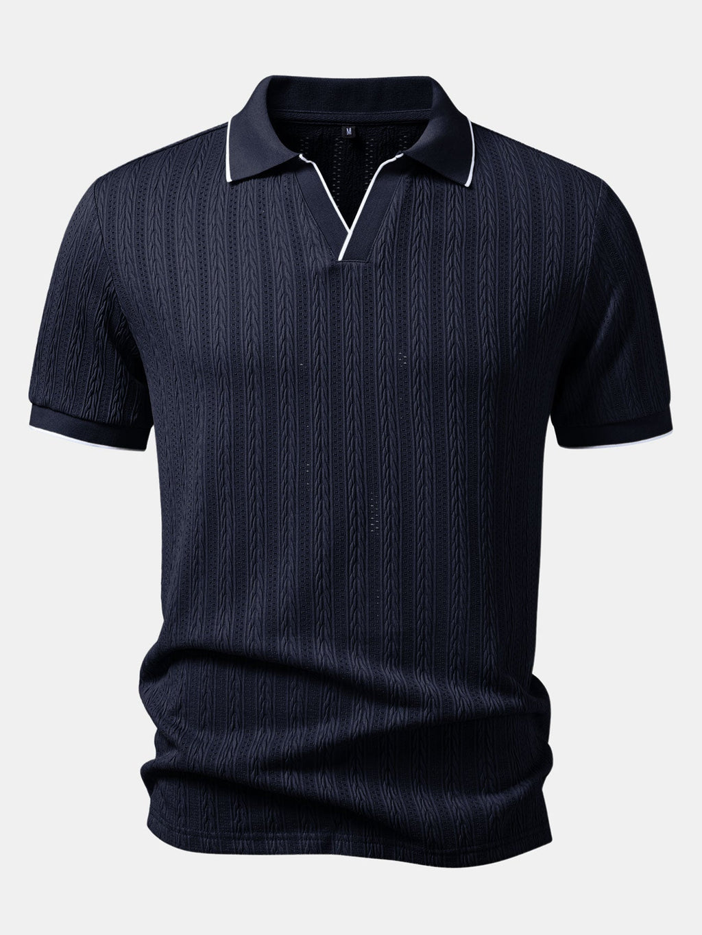 Set – elegantní geometrický jacquard polo a slim kalhoty