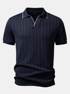 Set – elegantní geometrický jacquard polo a slim kalhoty