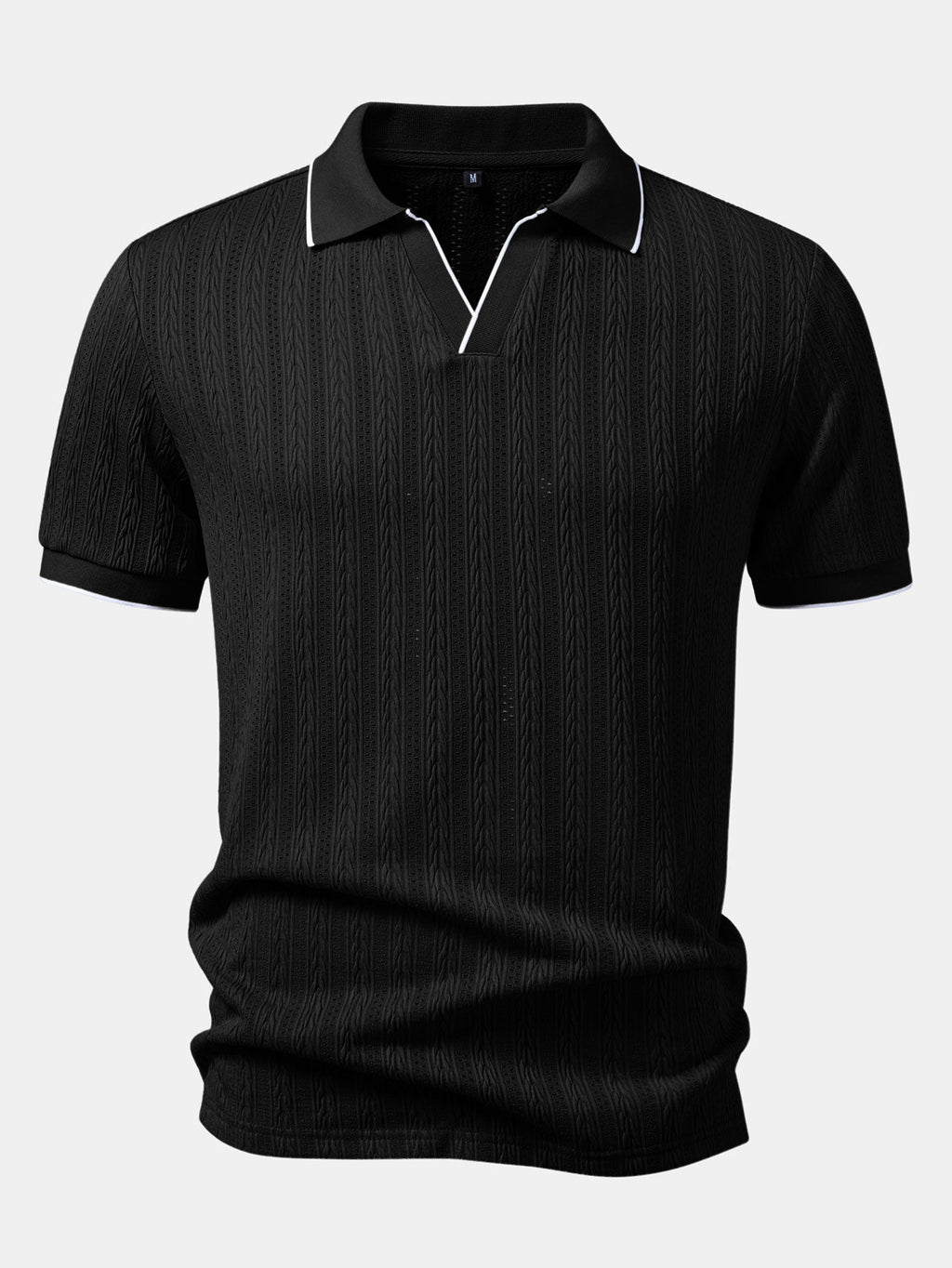 Set – elegantní geometrický jacquard polo a slim kalhoty