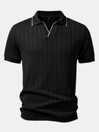Set – elegantní geometrický jacquard polo a slim kalhoty