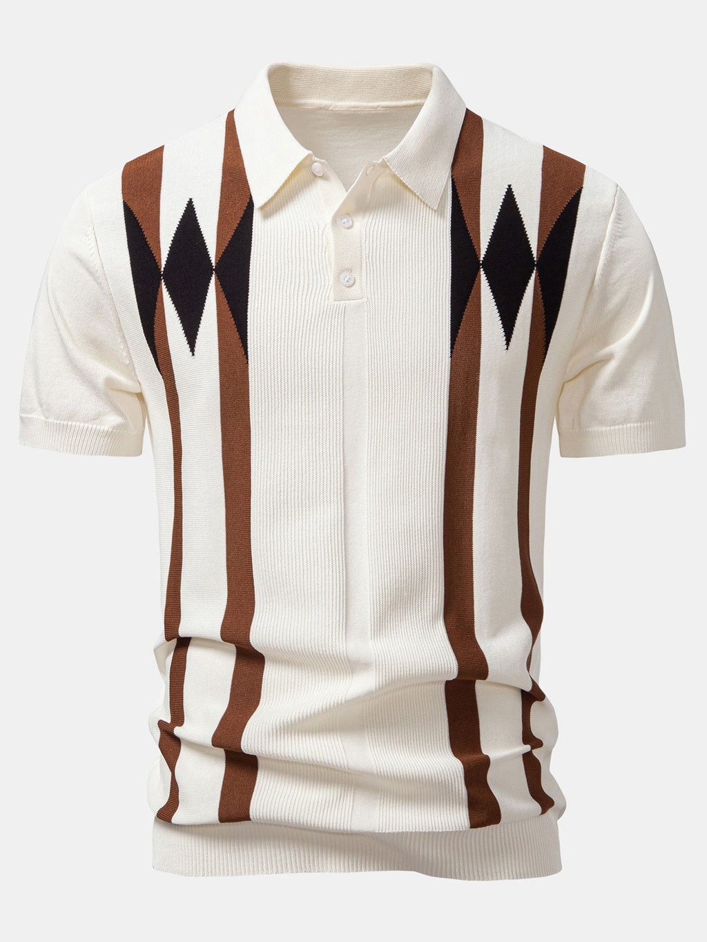 Set – geometrický jacquard polo a slim fit kalhoty