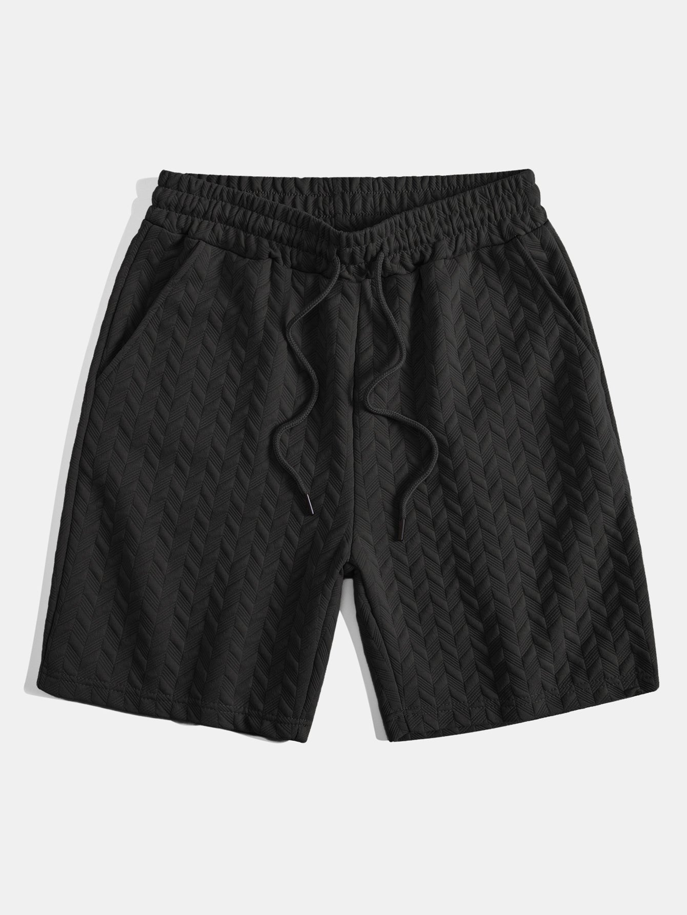 Set – geometrické jacquard polo a krátké kalhoty