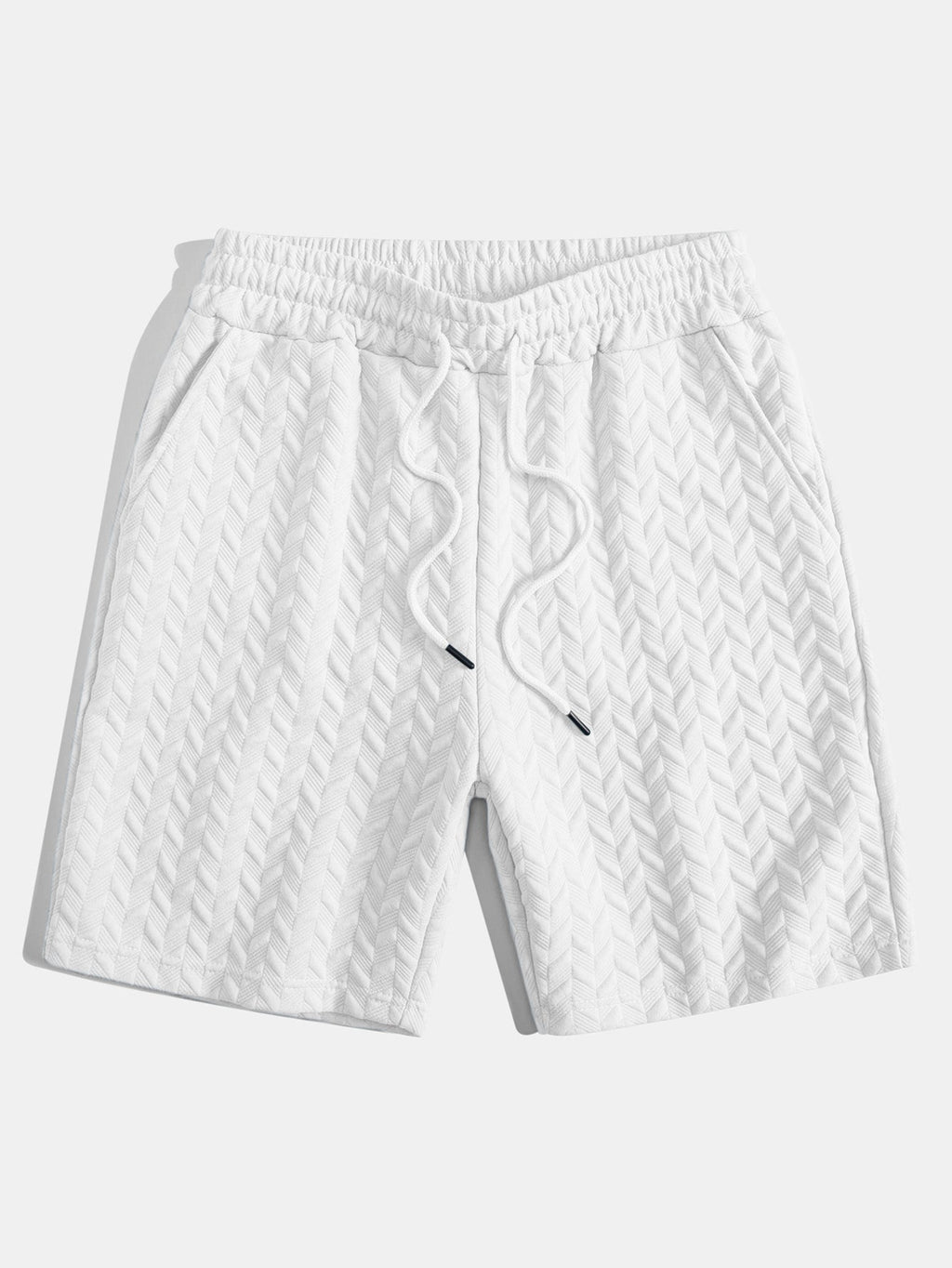 Set – geometrické jacquard polo a krátké kalhoty