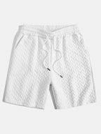 Set – geometrické jacquard polo a krátké kalhoty