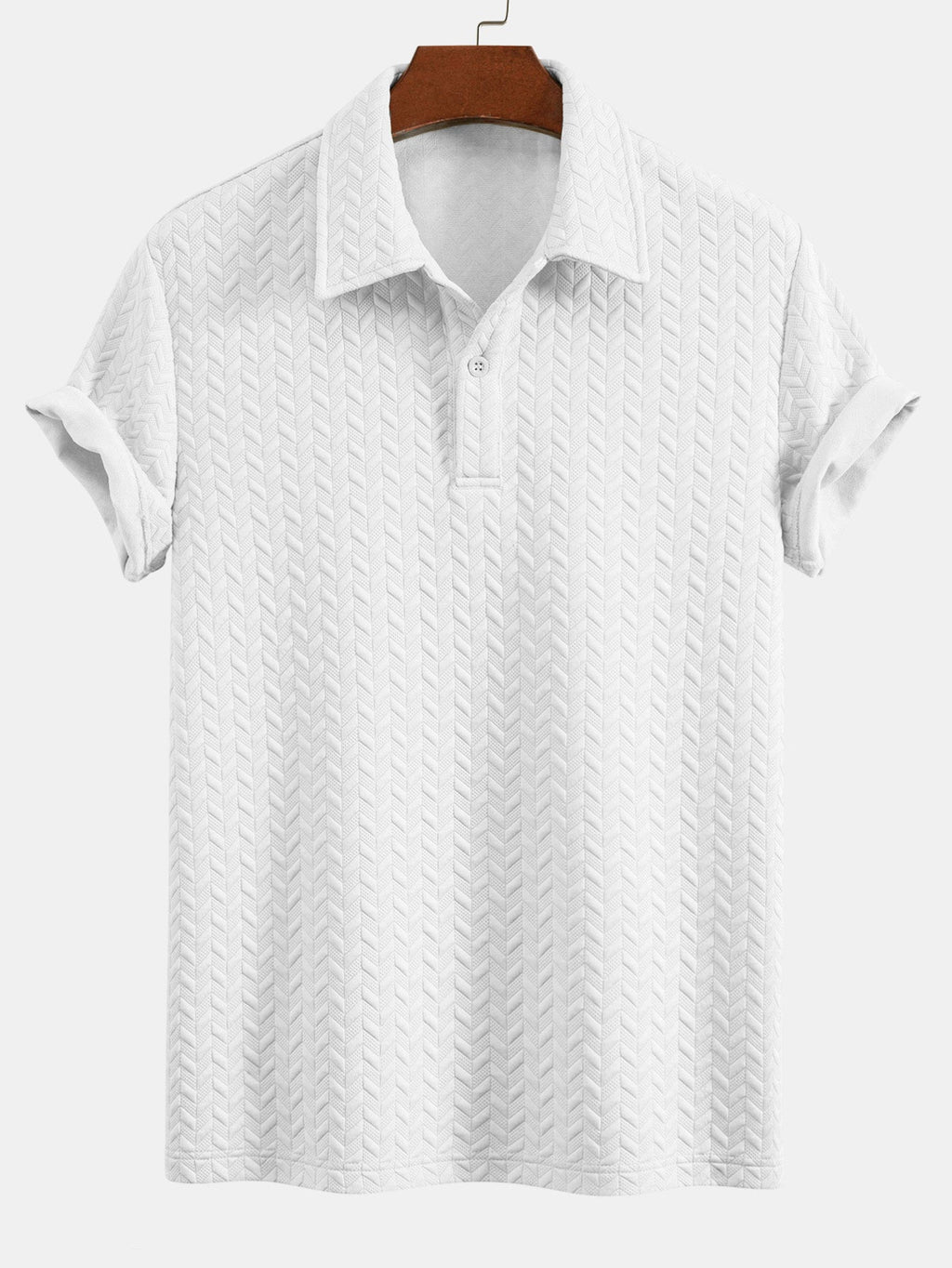 Set – geometrické jacquard polo a krátké kalhoty