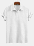 Set – geometrické jacquard polo a krátké kalhoty