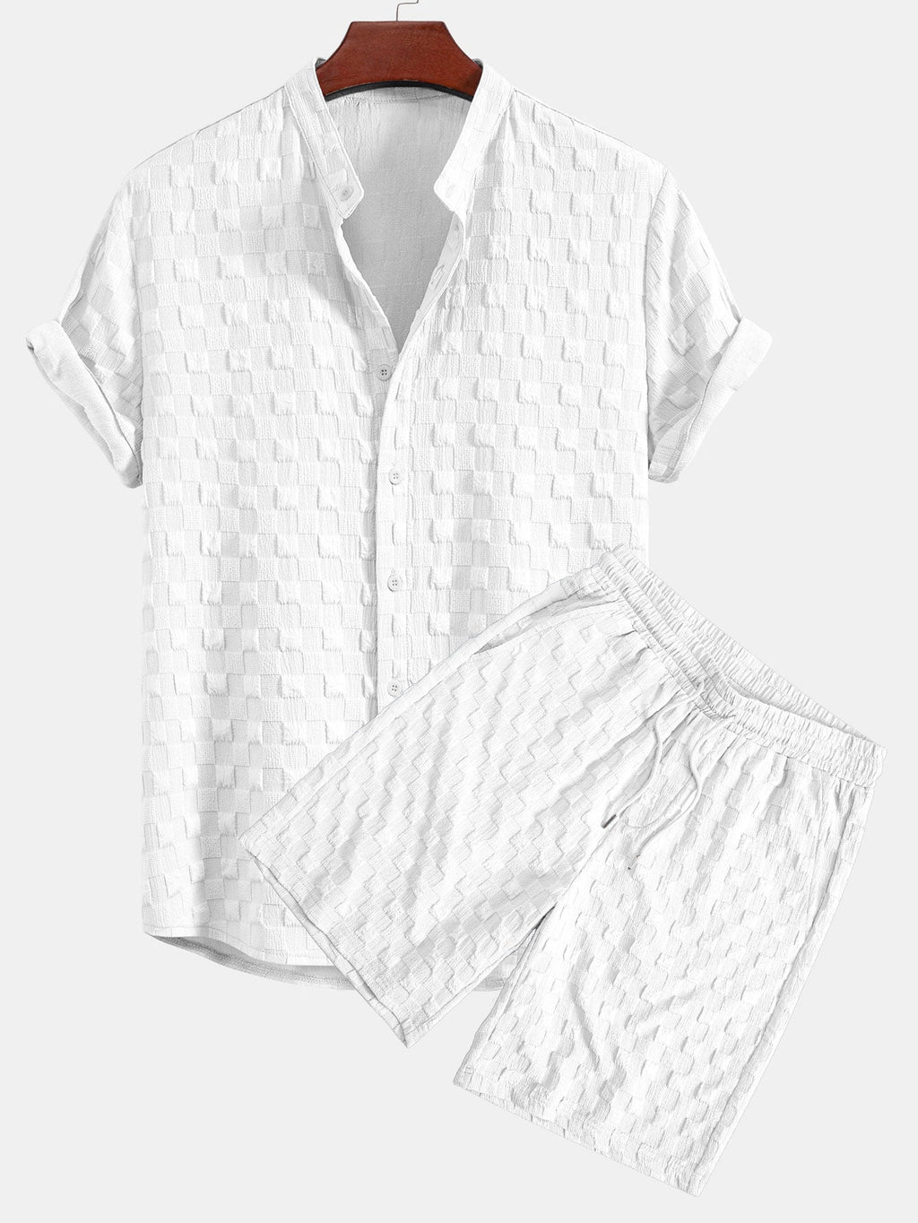 Set – košile a krátké kalhoty s kostkovaným jacquard vzorem