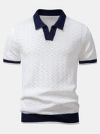 Set – V-výstřih polo svetr a rovné kalhoty