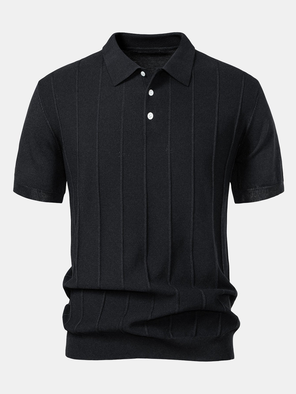 Set – pruhované jacquard polo pletené tričko a rovné kalhoty