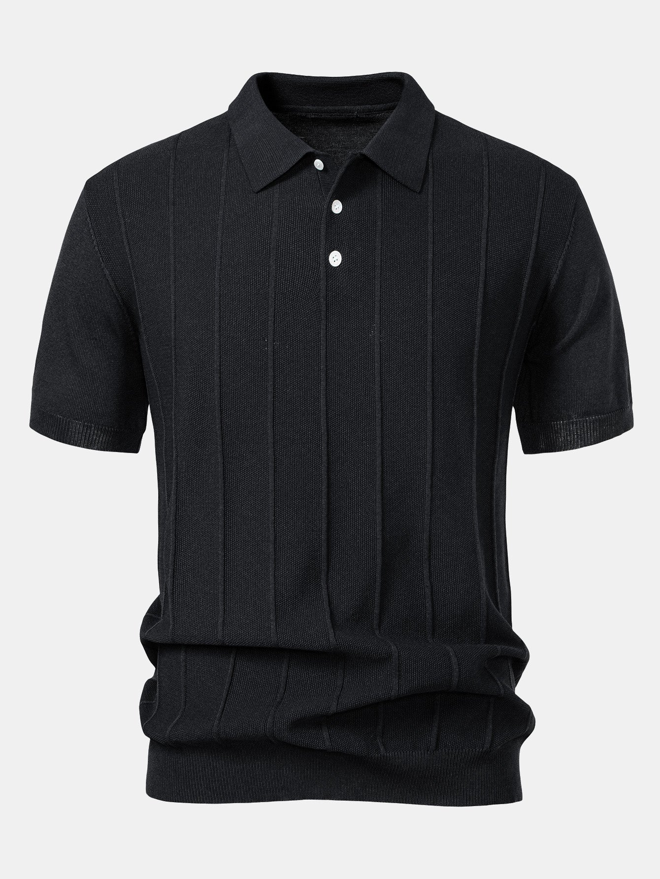Set – pruhované jacquard polo pletené tričko a slim kalhoty