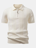 Set – jacquard polo na zip a slim kalhoty