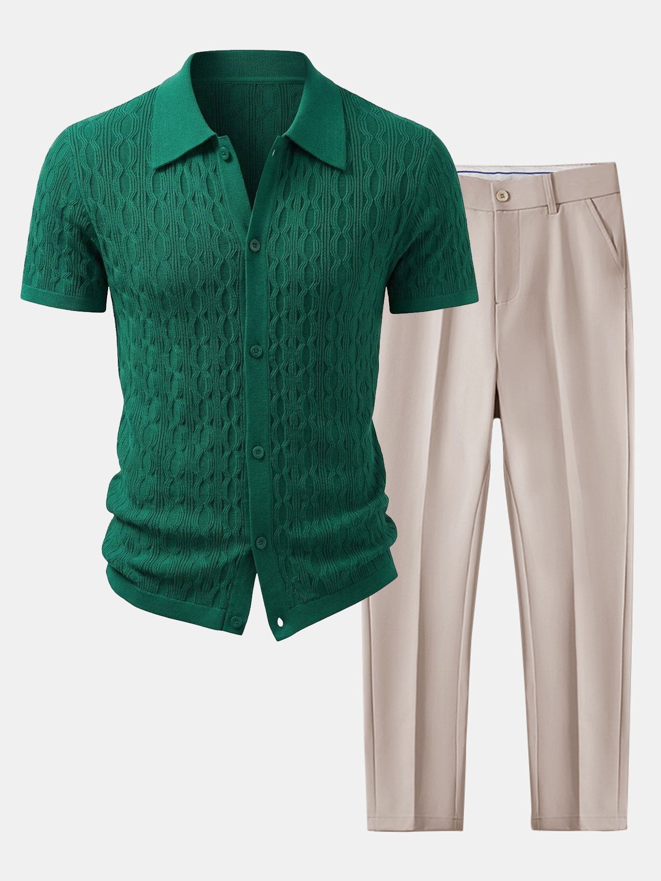 Set – jacquard košile a slim tapered kalhoty